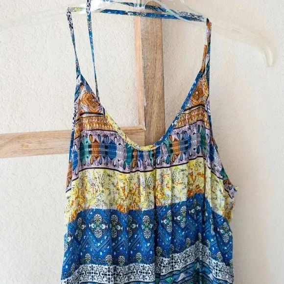 UMGEE SUNDRESS Sz Large MULTICOLOR POMPOM TASSEL SWING SWIM COVERUP BOHO - Picture 3 of 8